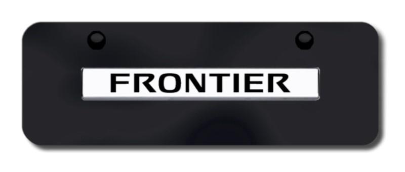 Nissan frontier name chrome on black mini license plate made in usa genuine