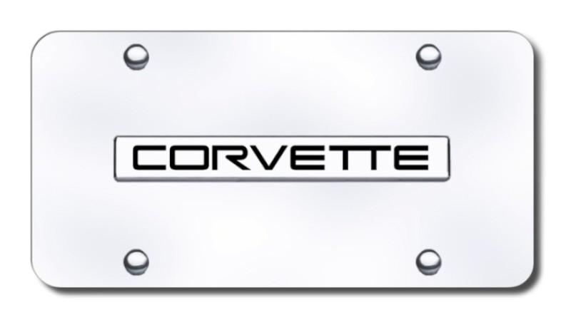 Gm corvette c4 name chrome on chrome license plate made in usa genuine