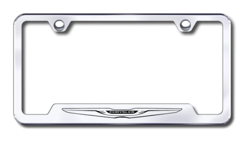 Chrysler  logo etched chrome cut-out license plate frame made in usa genuine