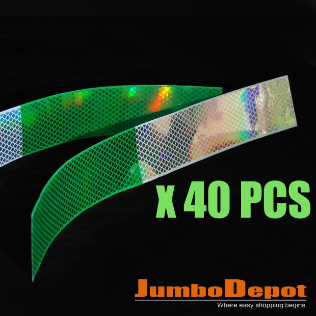 40 pcs green silver reflective strip sticker decor for car suv truck motorcycle