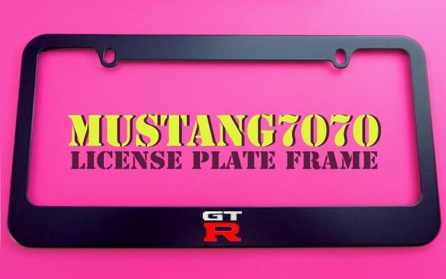 1 brand new nissan gtr black metal license plate frame + screw caps