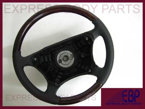 Mercedes 00-02 01 w210 e320 e430 steering wheel black leather dark burl wood