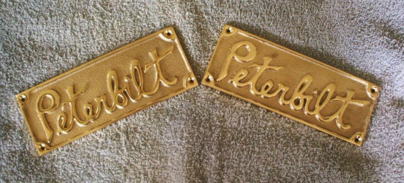   peterbilt polished brass square vintage nameplates (set of 2)