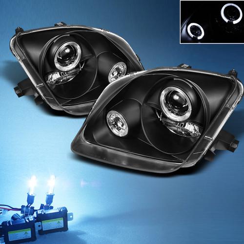 8000k slim xenon hid+ black 97-02 honda prelude dual halo projector headlights