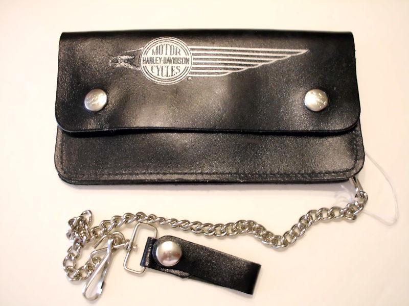 New harley-davidson wallet  nos vintage 80's 14 " chain, wallet 7-3/4" x 4"