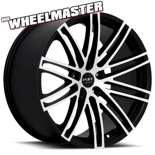  (4) 20 inch wheels/tires ruff racing 955  20x8.5 5x114.3 +38 black/machine