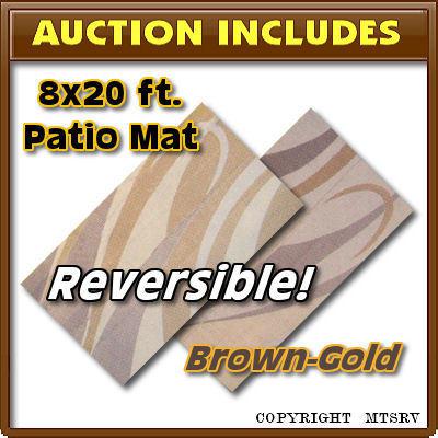 Mmi reversible patio awning mat 8x20 brown-gold - rv camper trailer -z-