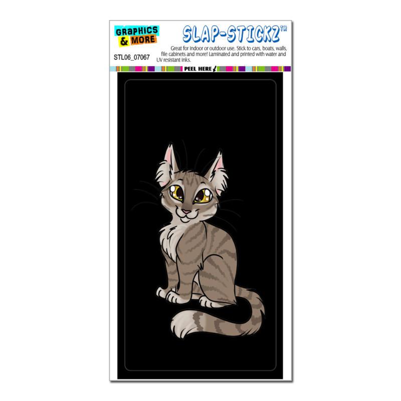 Tabby cat brown on black - pet - slap-stickz™ car window locker bumper sticker