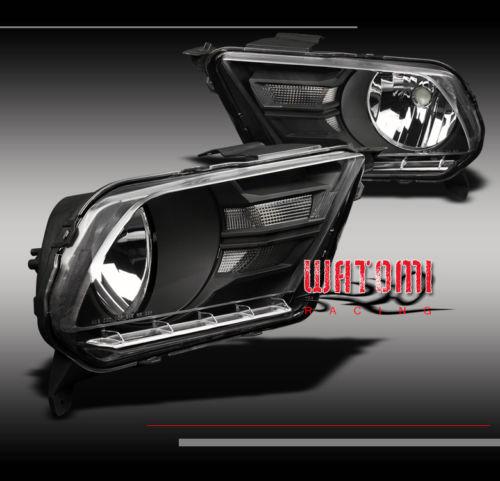 10 11 12 13 ford mustang 2dr base/gt crystal headlights lamp black housing clear