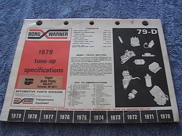 Borg-warner 1979 tune-up specifications
