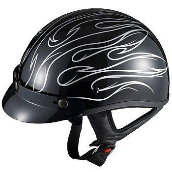 Xs ~ motorcycle cruiser scooter biker flame half face helmet touring vespa vino 