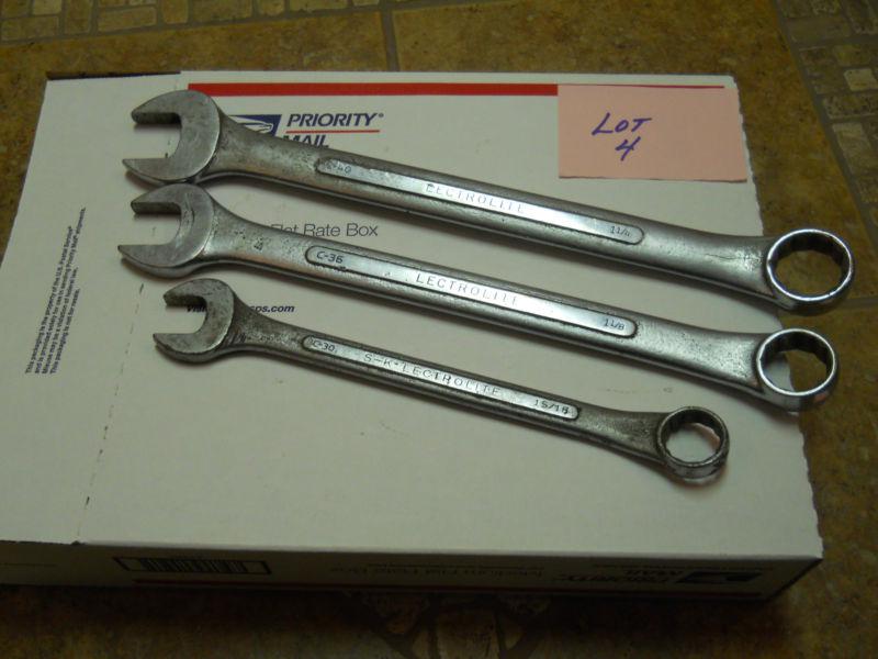 S-k lectrolite combination wrenchs 1 1/4" c-40, 1 1/8" c-36, 15/15 c-30 lot of 3