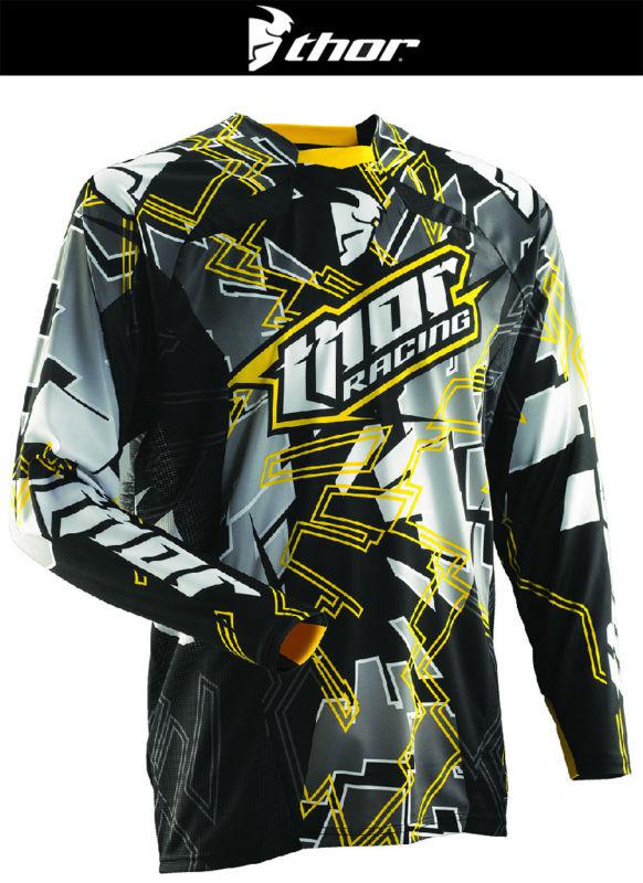 Thor core fragment black yellow white dirt bike jersey motocross mx atv 2014