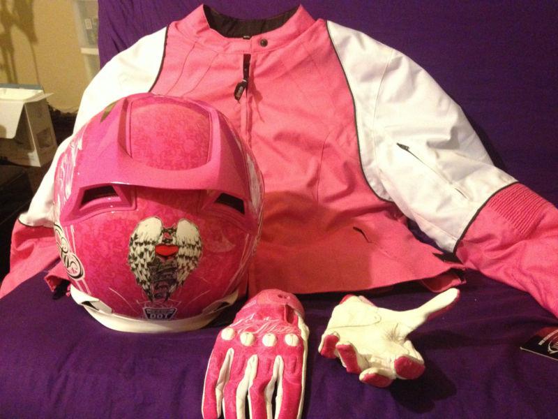 New pink l icon airframe street angel full face helmet