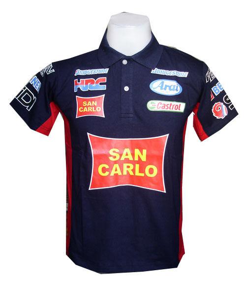 New honda motorcycle sport racing team motor biker blue mens polo t-shirt sz m