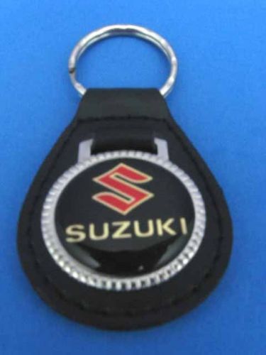 Suzuki auto motorcycle leather keychain key chain ring fob #070