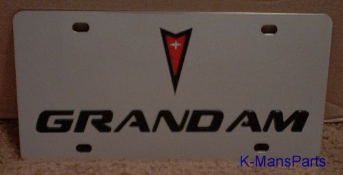 Pontiac emblem grand am stainless steel vanity license plate tag
