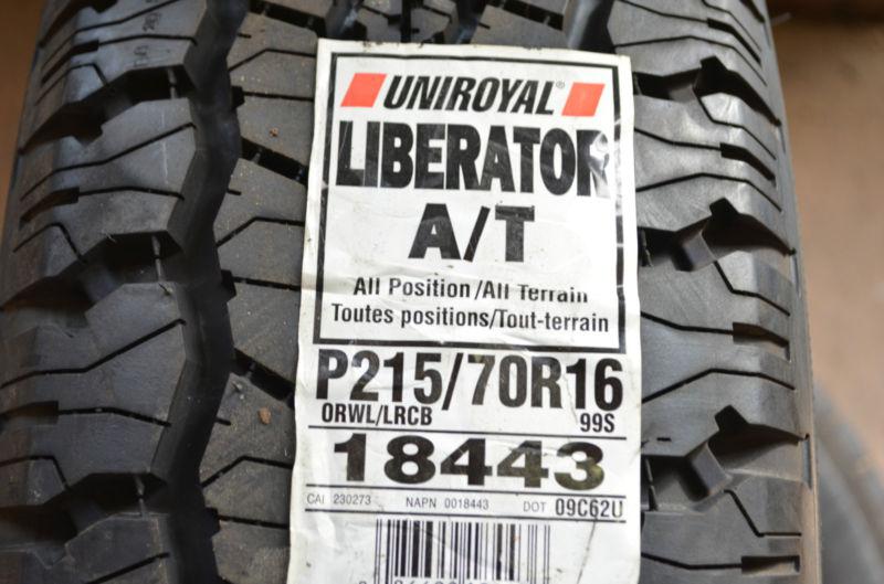 1 new 215 70 16 uniroyal liberator a/t tire