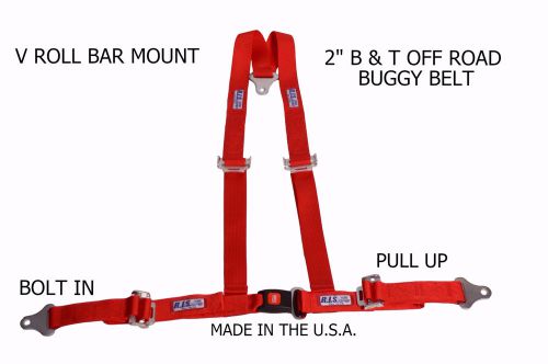 Rjs racing 2&#034; buggy off road seat belt 3 point b&amp;t v harness red 50520-4 4000104
