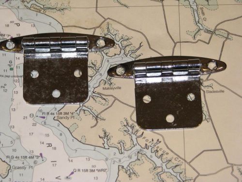 A pair of new perko marine chrome plated solid brass non-offset cabin hinges