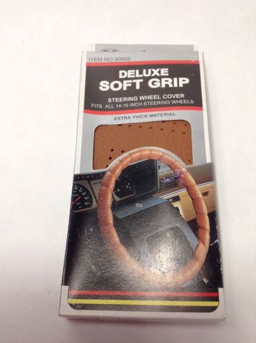 Vintage steering wheep cover wrap soft grip new tan tie 14&#034; - 16&#034;