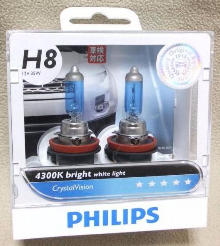 Oem 2× new philips h8 crystal vision 4300k white halogen bulbs from japan