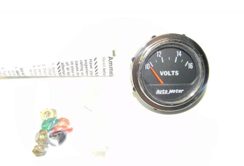 Autometer traditional chrome electrical voltmeter gauge 2 1/16&#034; black face new
