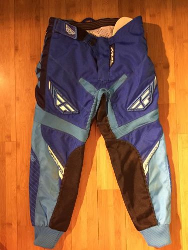 Boys fly motocross racing pantss style 303 blue size 26 padded nice