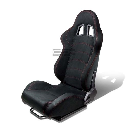 2 x black suede reclinable sports racing seats+universal slider driver left side