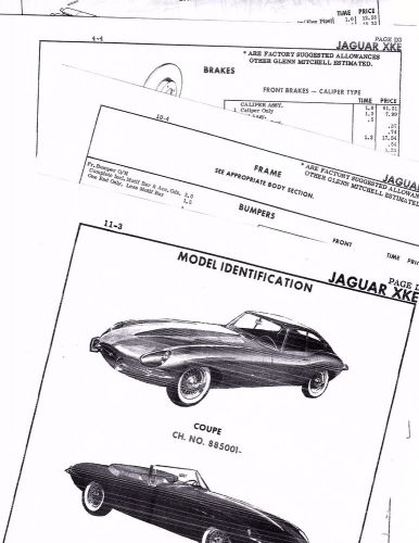 Jaguar xke coupe open car body parts list frame crash sheets mfre 3