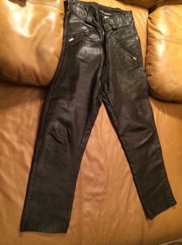 Vtg black leather harley davidson pants size 28 motorcycle good condition