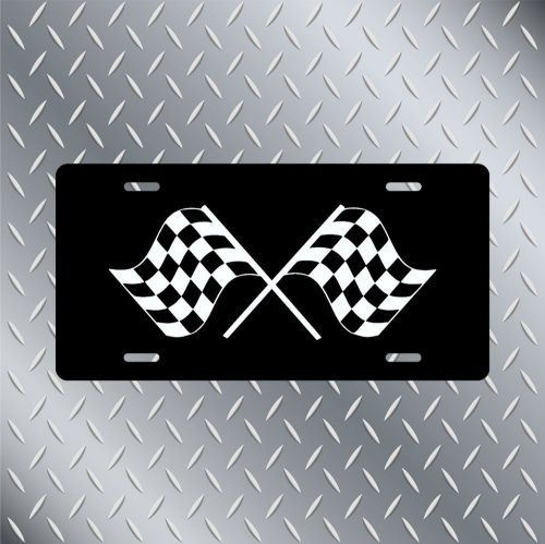 Checkered flag licence plate 6&#034;x12&#034; racing plate