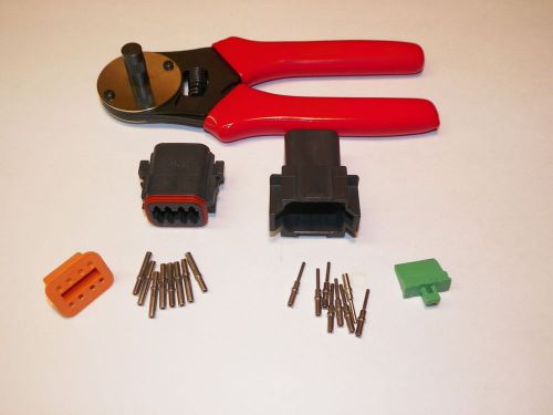 Black deutsch dt 8x connector kit with solid terminal crimper tool male + female