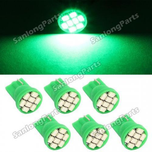 6pcs green t10 led bulbs w5w 8-epistar smd instrument cluster gauge light lamp