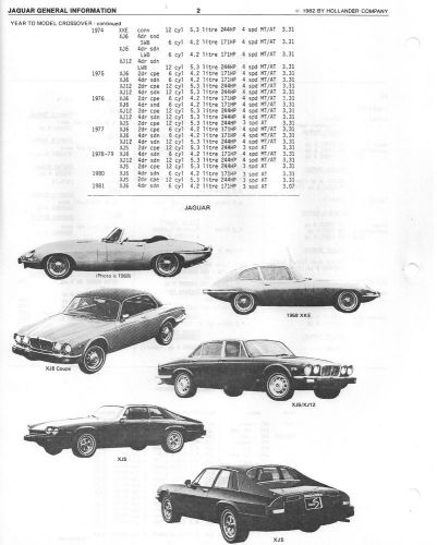 1965-1981 jaguar xke, v-12, xj6,  xjs parts interchange information