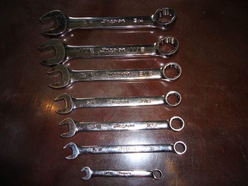 Snap on tools short 12 point combination 7 piece wrench set no reserve
