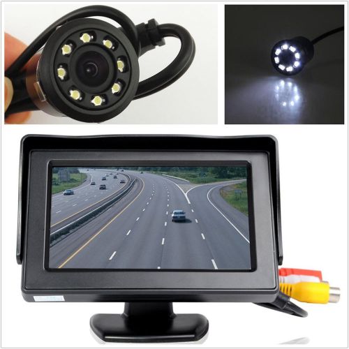 Car rearview backup 170°wide angle 8led night vision camera &amp;lcd display monitor