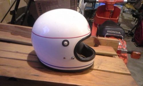 Vintage snowmobile motorcycle race 1970 bell helmet large full face white
