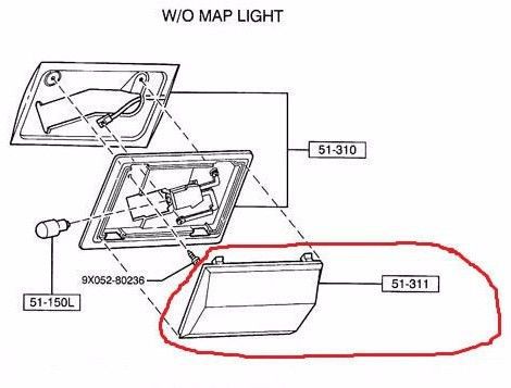 Mazda b-series new oem interior dome light lens cover w/o map light zzm0-51-311