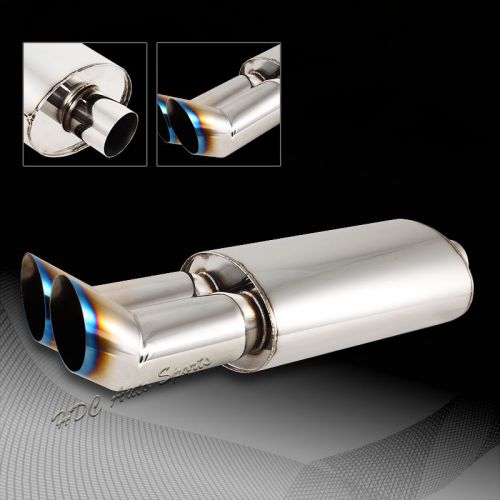 3&#034; dtm style dual burnt tip stainless steel weld-on exhaust muffler 2.5&#034; inlet