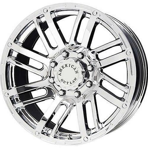 17x9 chrome american outlaw spur 5x4.5 +10 wheels open country mt lt265/70r17