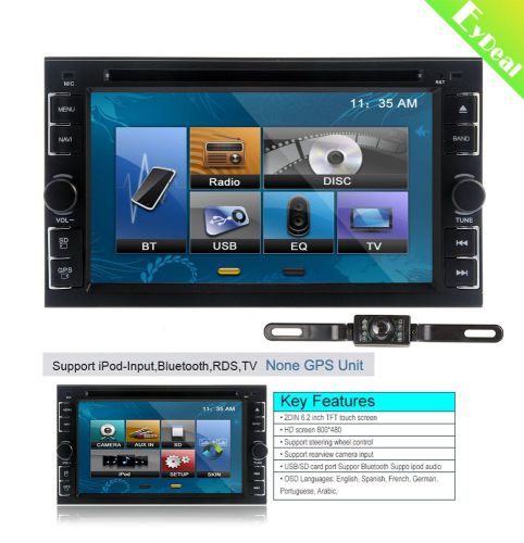 2din 6.2&#034; car dvd cd player hd touch in dash stereo bluetooth ipod radio+cam