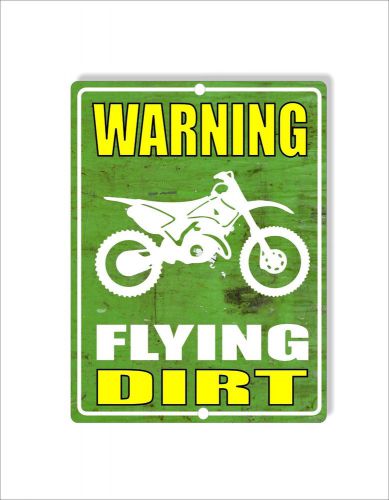 Dirt bike warning flying dirt mx motocross metal sign 9x12 pit bike garage sweet