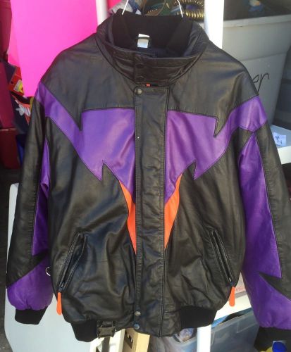 Ckx international leather purple black snow snowmobile jacket small vintage