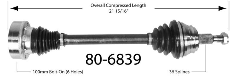 Empi 80-6839 new constant velocity premium cv half shaft drive axle assembly
