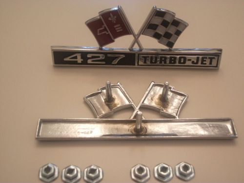 66 67 usa made gm corvette 427 turbo-jet fender emblems pair 1966 1967