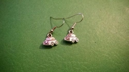 Volkswagen beetle toy car earrings jewelry vw bug earrings pewter color