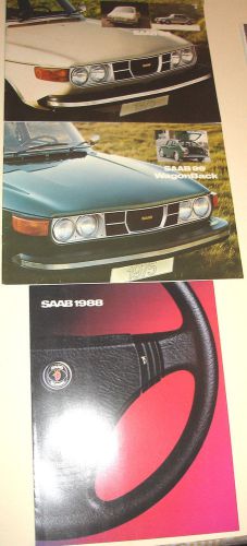 3 saab sales brochures/catalogs-1975 saab 99,1975 saab wagonback,1988 900 series