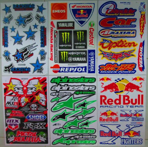 6 sheets helmet bike tool box stickers motorcycle graphics kits decals racing s1