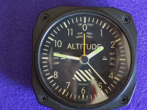 &#034;altimeter&#034;- looking battery powered alarm clock. luminous dials (aviation gift)